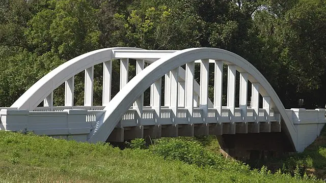 Historic Rainbow Bridge here across Bush Creek